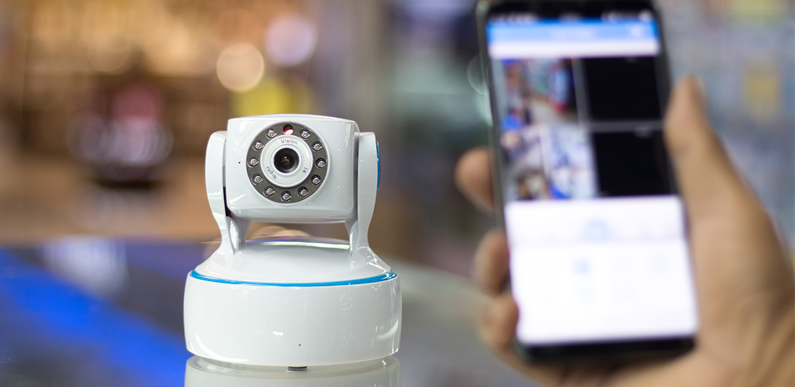 Security camera and a phone