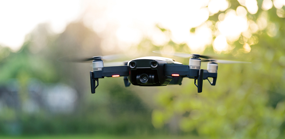 Drone flying in the air