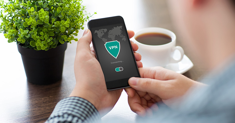 A man connecting to a VPN service
