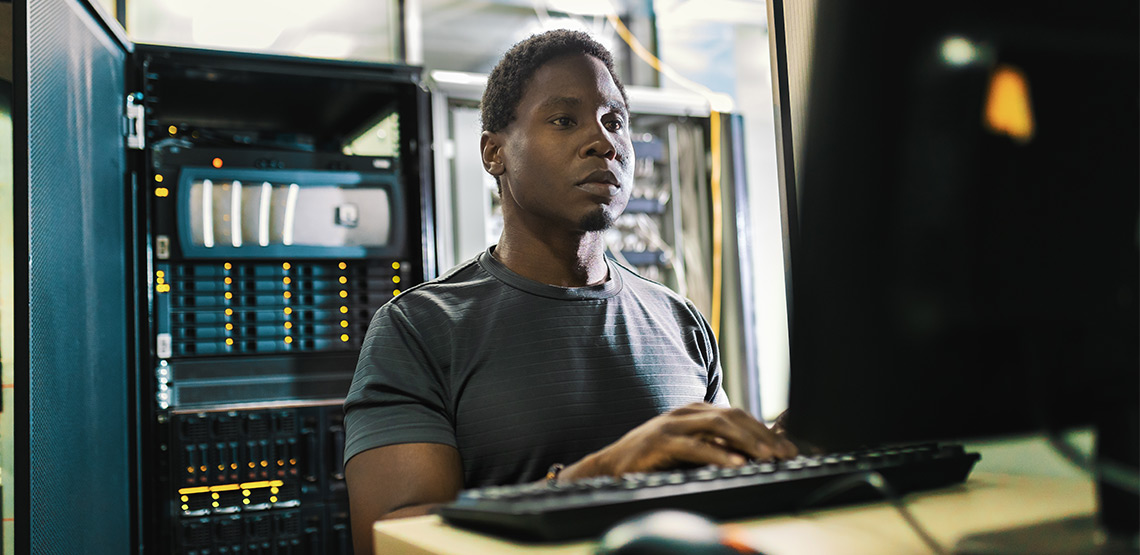 Man sitting at computer